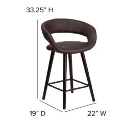 Flash Furniture Brynn Series 24'' High Contemporary Vinyl Rounded Back Counter Height Stool With Cappuccino Wood Frame -Baxton Studio Store GUEST fec88a7e 9cd8 45ab b003 375de3c475bc