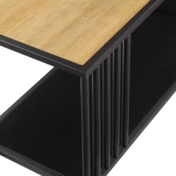 55.5" Modern 4 Shelf With Metal Bar Room Divider Bookcase Coastal Oak/Black - Saracina Home -Baxton Studio Store GUEST ffa6e104 97bb 4319 b27b 600bbe750d80