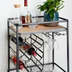 Metal And Wood 2 Tiered Wine Rack Chart Gray - Olivia & May -Baxton Studio Store GUEST ffccc332 d66b 44aa 9698 7ee470cf259f